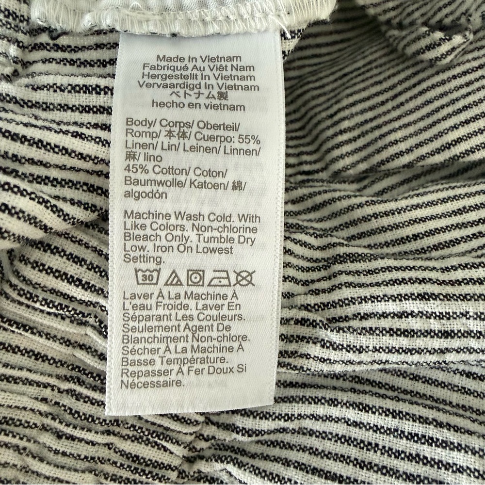 J Crew Striped Linen Cotton Blend Drawstring Pant in Black and White 10 - Picture 12 of 13